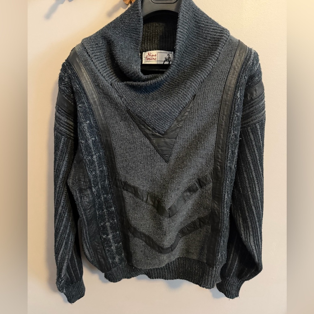 Vintage 90s Nino Foriers Vintage Gray Leather Trim M